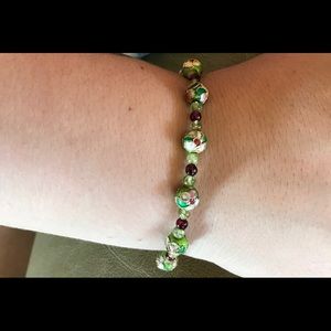 New 8” Cloisonné, Peridot, Garnet Bracelet